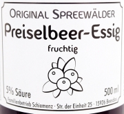 Preiselbeer Essig aus dem Spreewald, 5% Sure, Fruchtig - 500ml